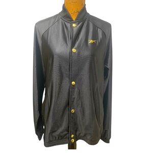 NWT Mens Reebok BB Gold Snap Long Sleeved Black Jacket w/Elastic Sleeve Cuffs